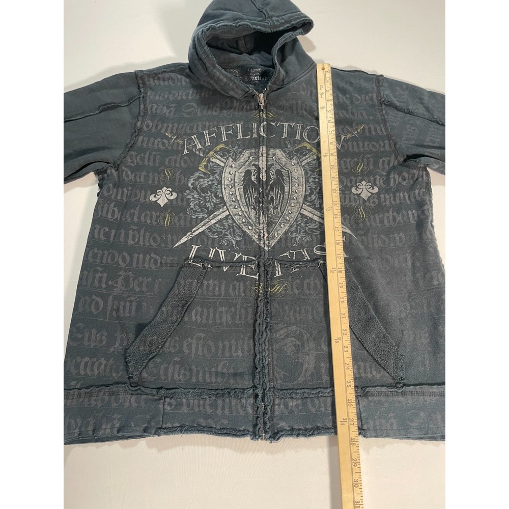 Y2K Affliction Vintage Goth‎ Knight Crusades USA Made Zip Up Hoodie Men's Size L - Picture 7 of 16